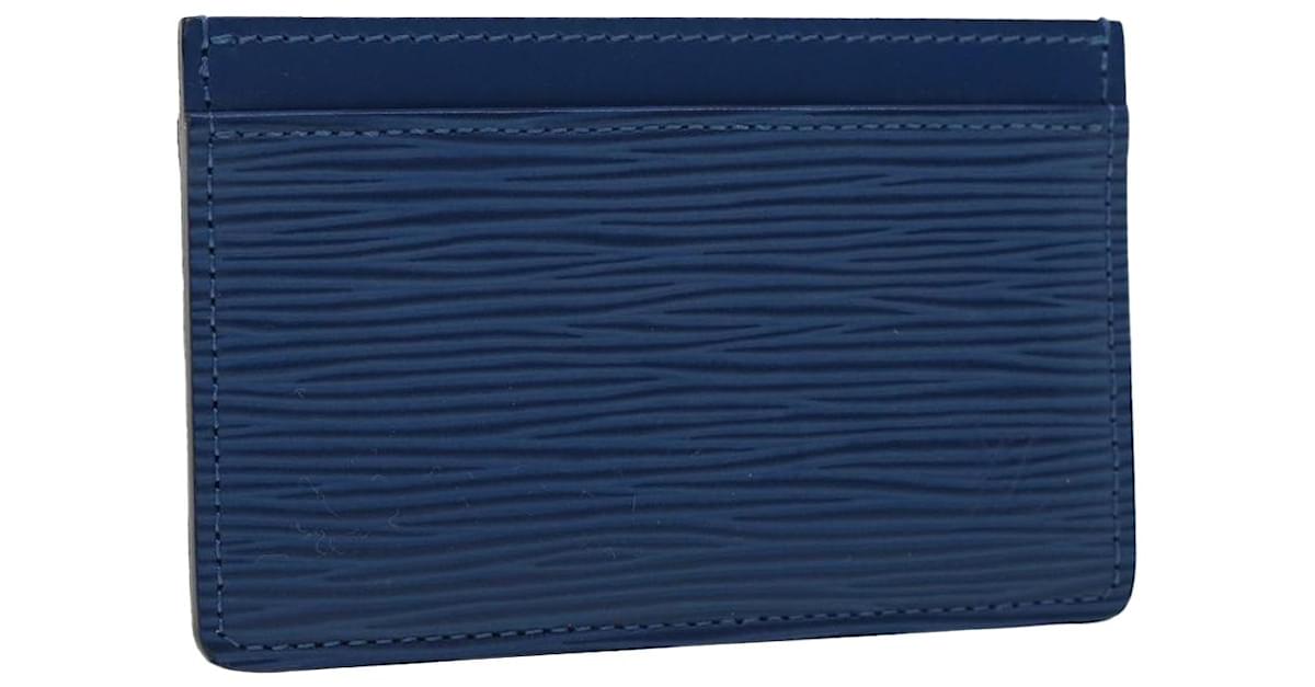Pre-owned Louis Vuitton Indigo Epi Leather Card Holder In Navy Blue