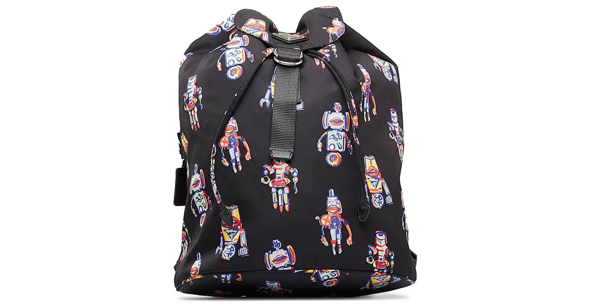 Prada Black Tessuto Robot Backpack Multiple colors Nylon Cloth ref