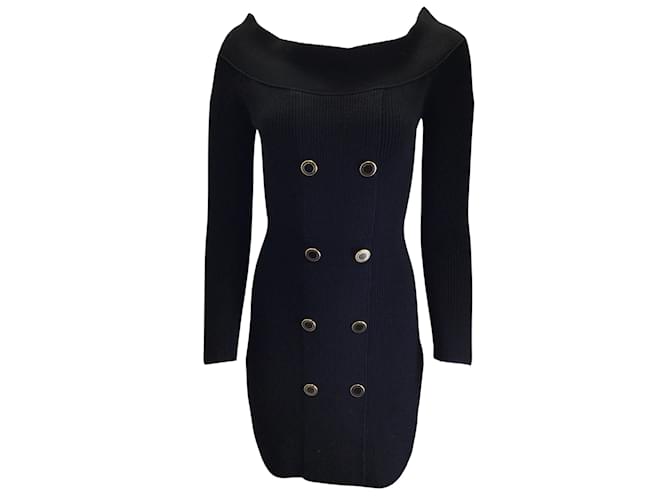 Elisabetta Franchi Black / Gold Button Detail Off-the