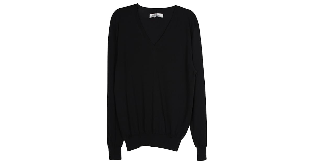 Saint Laurent V-neck fine-knit jumper - Black