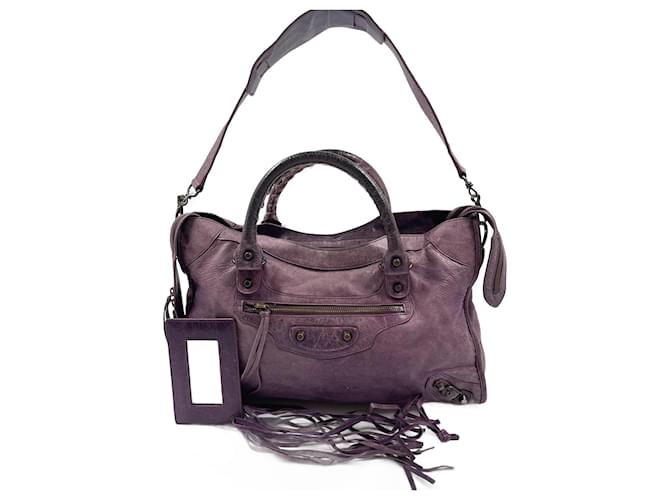 Balenciaga Purple Lambskin City Leather Joli Closet