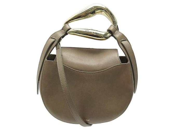 Chloé HANDBAG CHLOE KISS SMALL BANDOULIERE TAUPE LEATHER