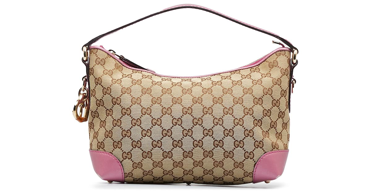 Gucci Large Bree Beige/Ebony GG Canvas Leather Tote Bag w/charm