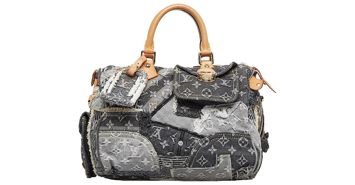 Authentic Louis Vuitton Limited Edition Black Monogram Denim Patchwork  Speedy 30 Handbag – Italy Station