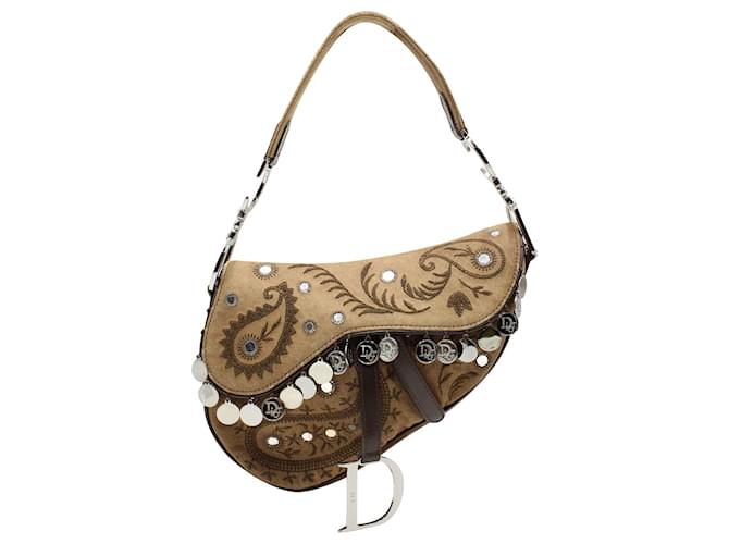 Dior Limited Edition Saddle Bag 0076 in Brown Suede