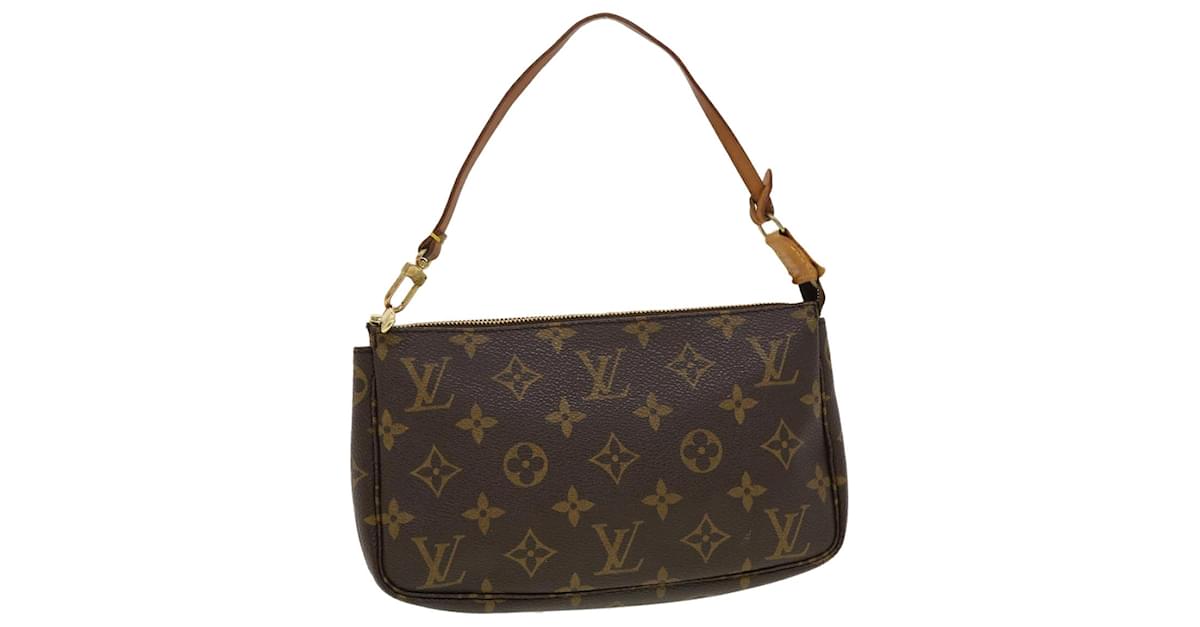 Brown Louis Vuitton Monogram Pochette Accessoires Baguette, Louis Vuitton  Black and Red Epi Leather