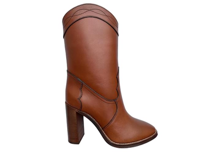 Saint Laurent Ankle Boots Brown Leather Joli Closet