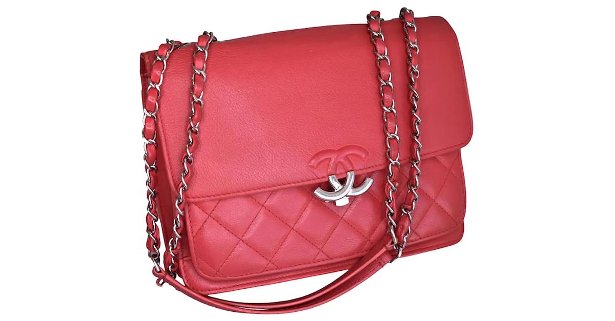 Chanel Jumbo Classic Single Flap Bag Lambskin Leather Red