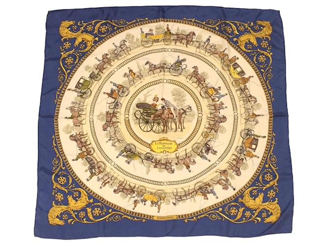 Foulard HERMÈS Carré 90 – La Serpentine De Pierre Charpin – Soie Beige – Excellent état