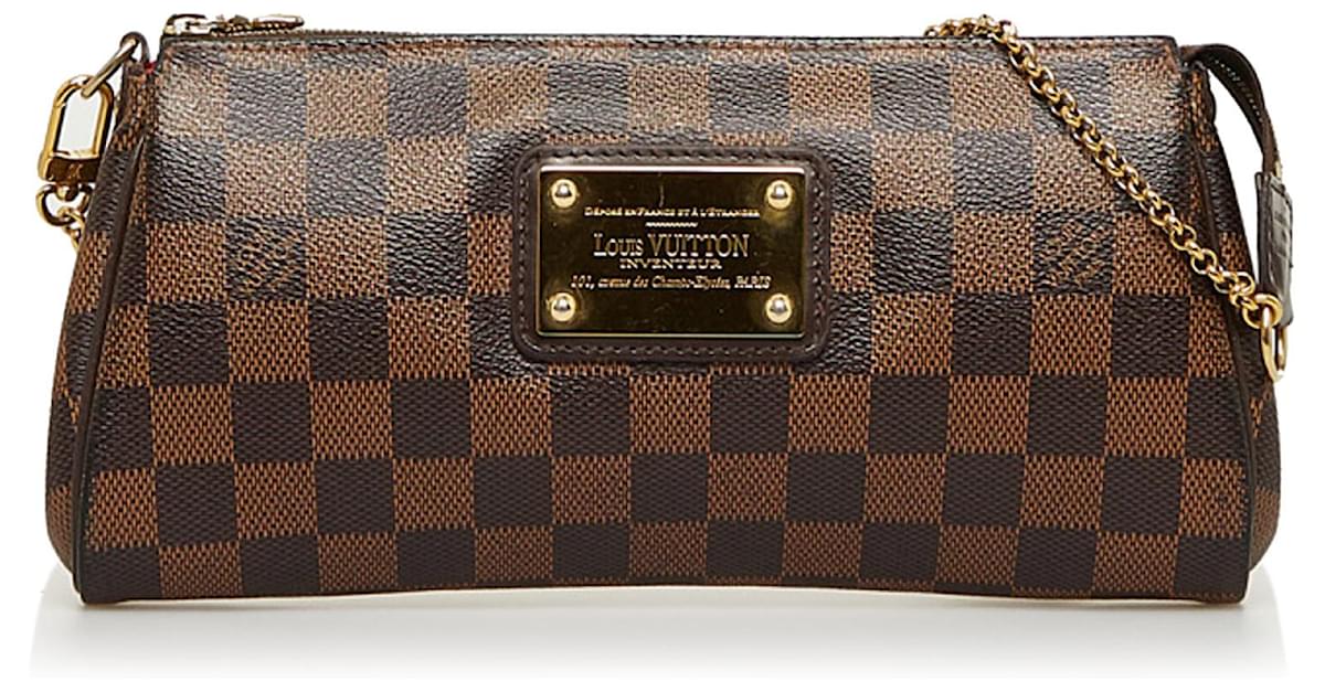 Louis Vuitton Damier Ebene Eva 2Way Shoulder Hand Pouch Bag w/ Straps  N55213
