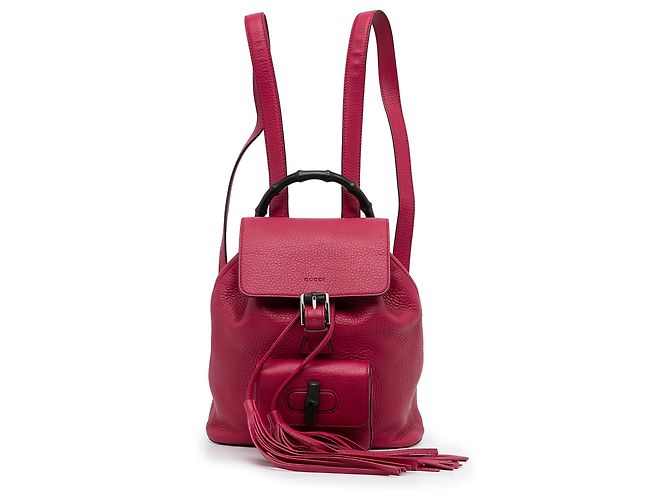 Gucci Pink Bamboo Tassel Backpack Leather Pony-style  display picture 3
