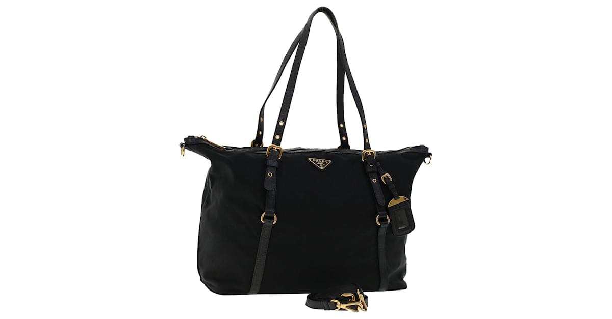 PRADA Tote Bag Nylon Leather 2way Black Auth 45912 ref.967512 - Joli Closet