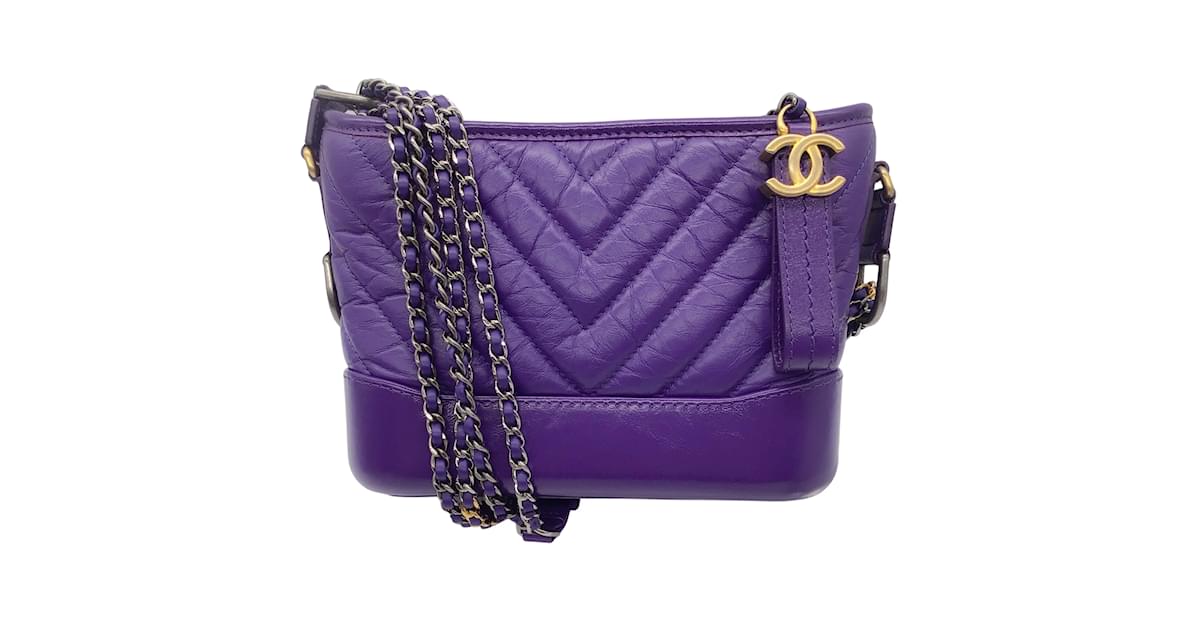 Chanel Violet Purple Gabrielle Small Quilted Leather Hobo Bag ref