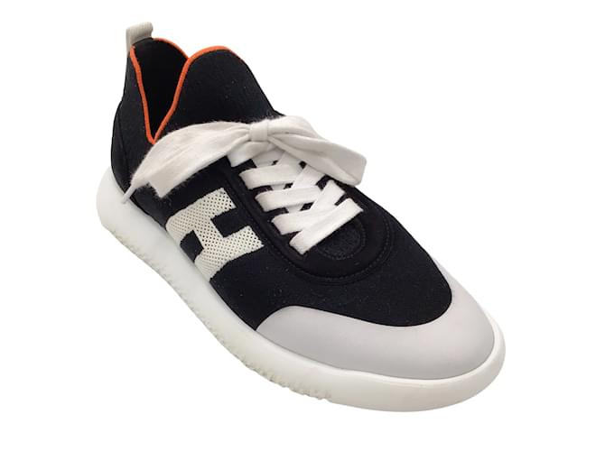adidas gazelle silver green womens HERMES Men's Bouncing Sneaker Blanc Suede(Black/White) main image 0