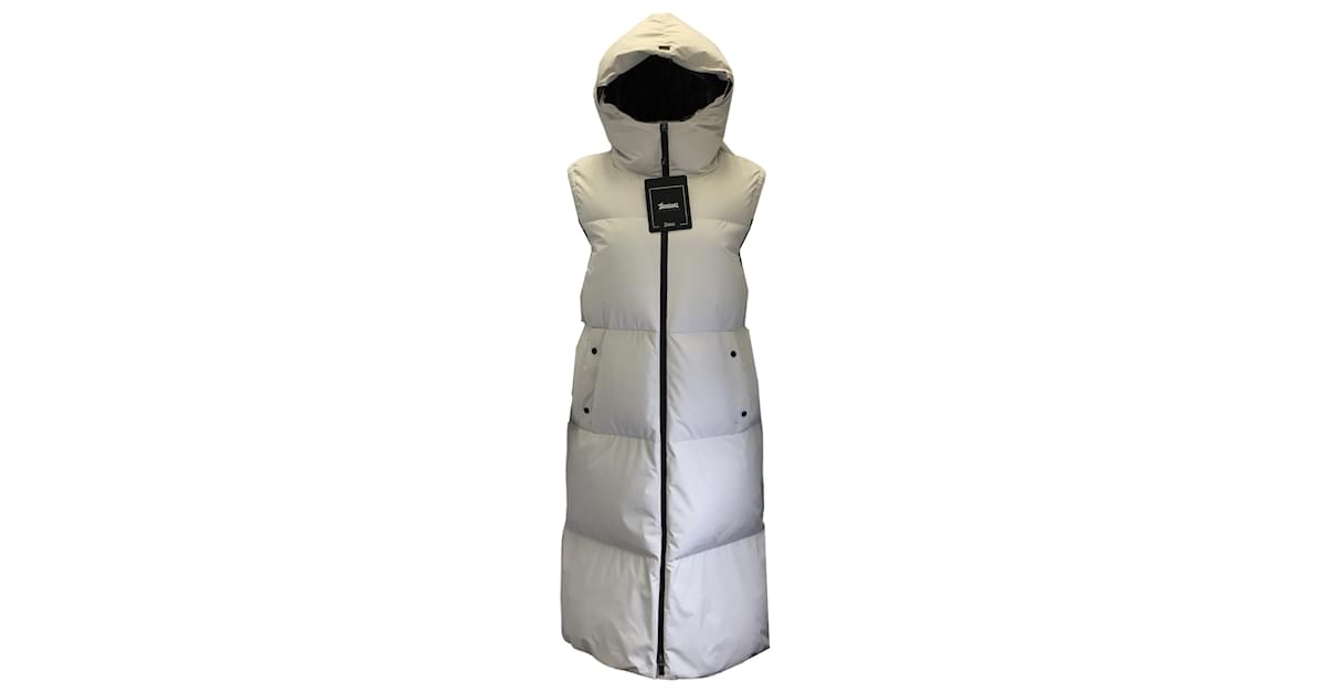 Herno White / Black Laminar Collection Hooded Full Zip Long Down
