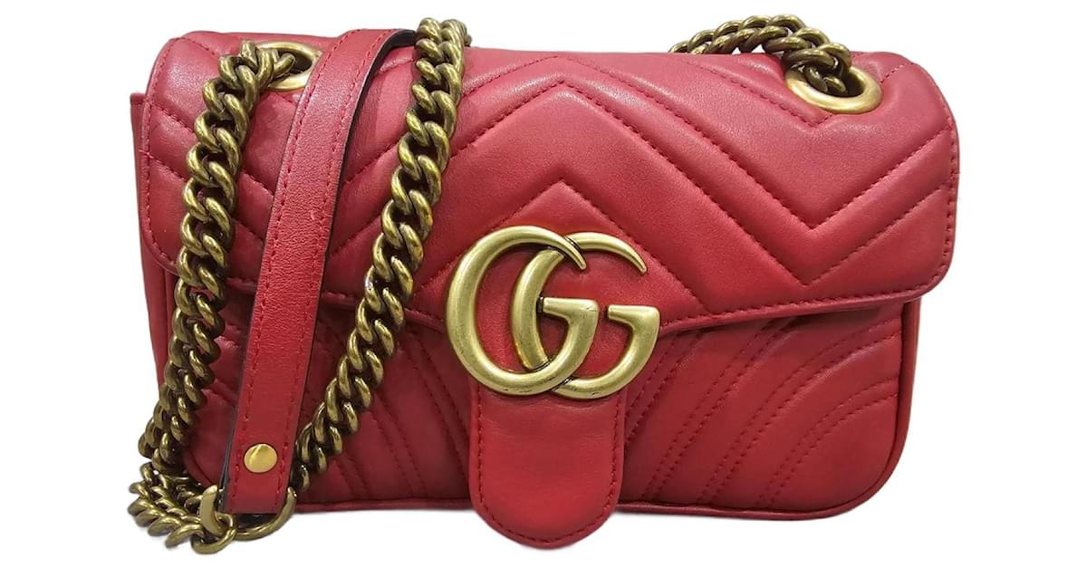 Gucci GG Marmont Matelasse Mini Camera Bag Hibiscus Red