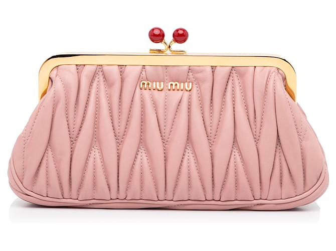 バッグ MIU MIU LEATHER STUDS FRAME CLUTCH BAG Miu Miu Cocco Matelasse Quilted Leather Frame Clutch Bag