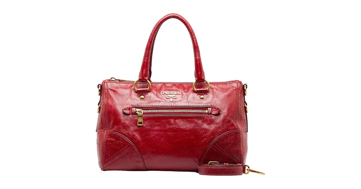 Authentic Prada Vitello Shine 2-way Satchel