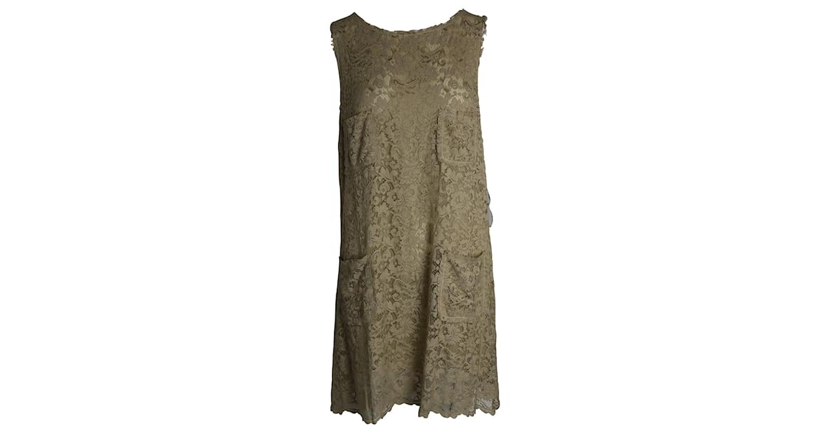 Dolce & Gabbana Leopard Lace Embellished Sleeveless Dress Silk Cotton