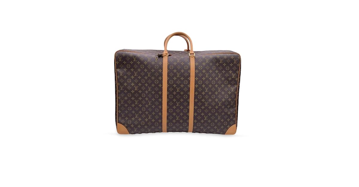 Vintage Designer Louis Vuitton Softside Brown Leather Suitcase