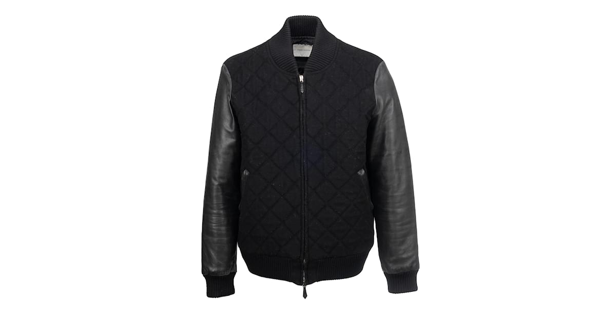 Pierre Balmain Leather and Bomber Jacket Black ref.972220 - Closet