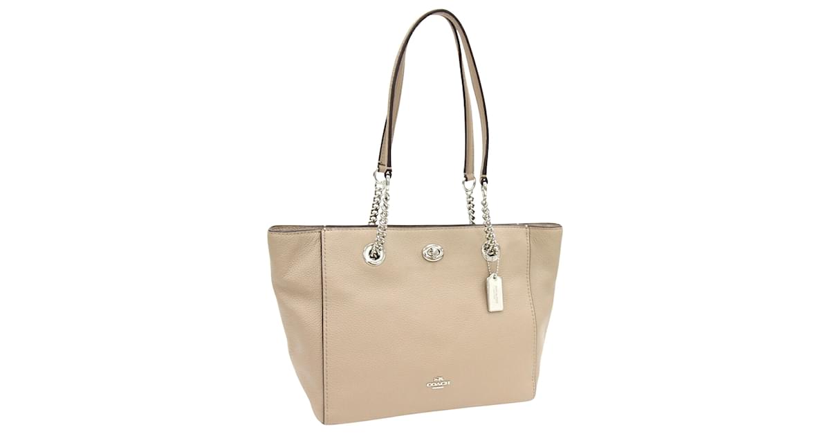 Turnlock chain tote 27 hot sale in polished pebble leather