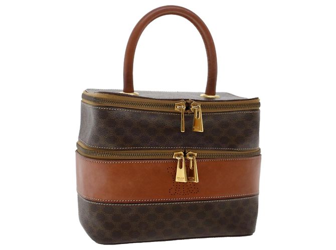 Sac Vanity Céline Macadam Marron D'occasion - Pochette Seconde Main En Très Bon état - Vintage