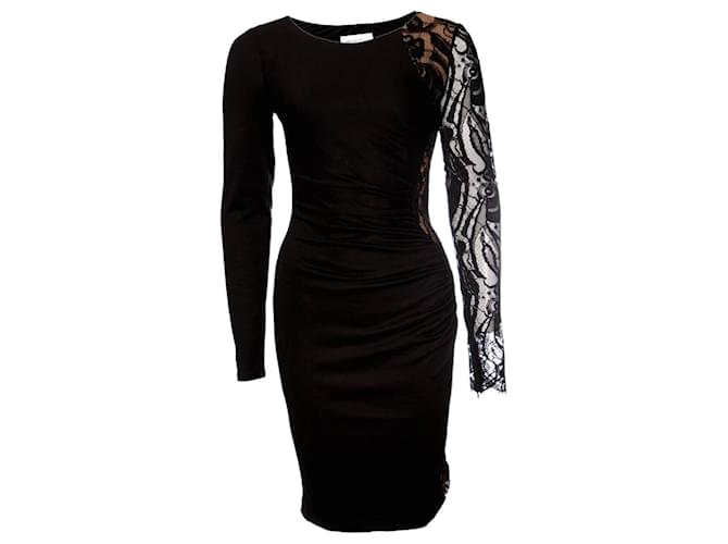 pucci black lace dress Emilio Pucci Black Lace Dress Viscose Size 40 ref.2624874
