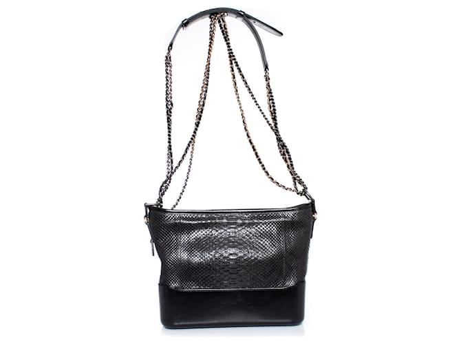 Chanel, Medium Gabrielle python bag Black Leather ref