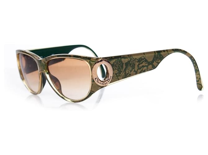 Christian Dior オリーブグリーン サングラス　ヴィンテージ Christian Dior, Vintage sunglasses in green and gold