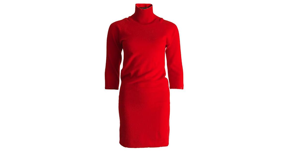Louis Vuitton Louis Vuitton, red woolen/cashmere dress with turtle