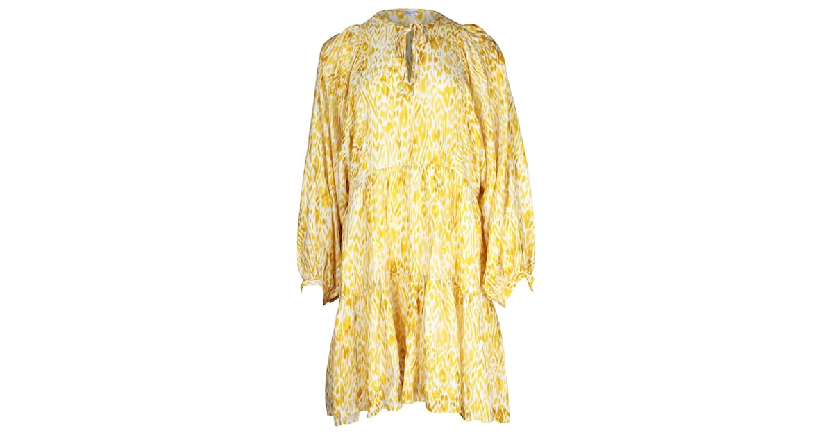 Anine Bing Marigold Leo Madison Dress in Yellow Viscose Cellulose