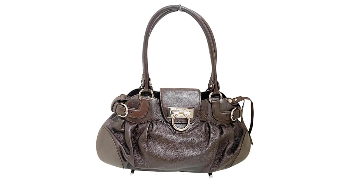 SALVATORE FERRAGAMO Brown Leather hotsell Small Marisa Bag