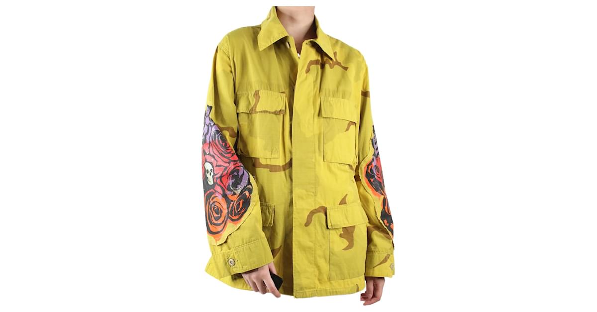 R13 Yellow camouflage jacket with rosy skull print size M Cotton