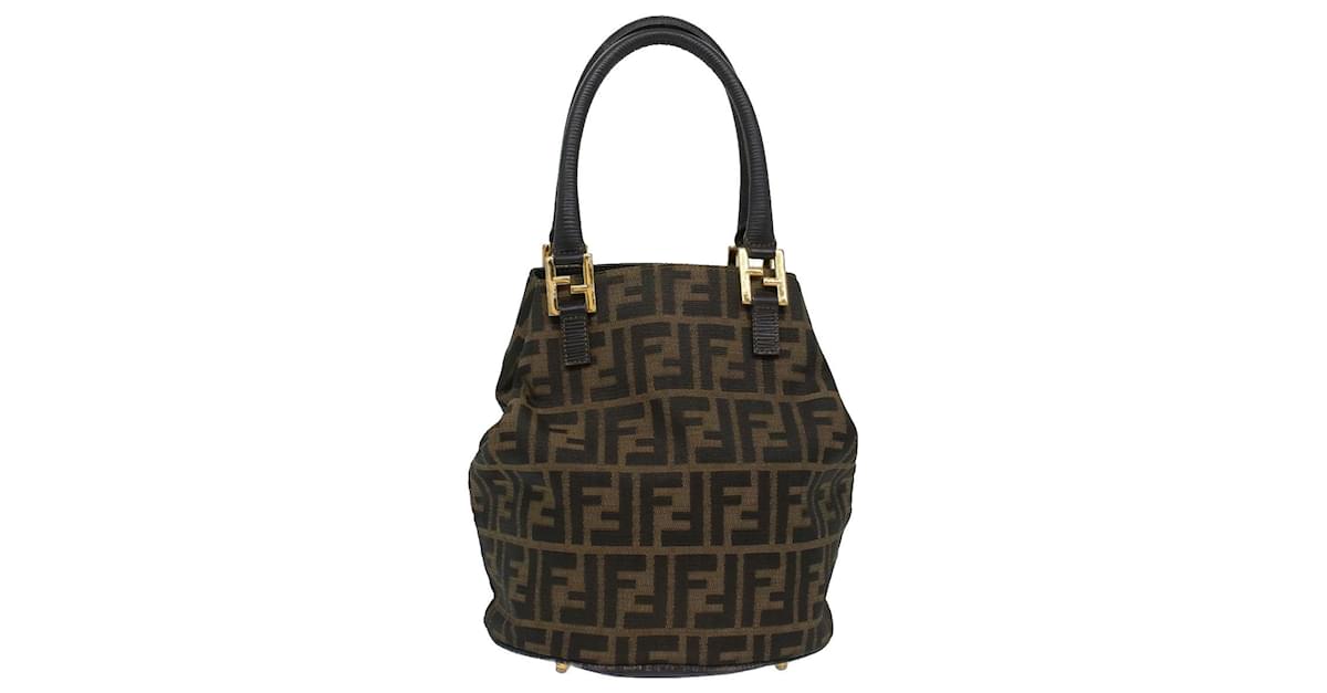 Vintage Fendi Tobacco Zucca Monogram Canvas Mini Bucket Bag