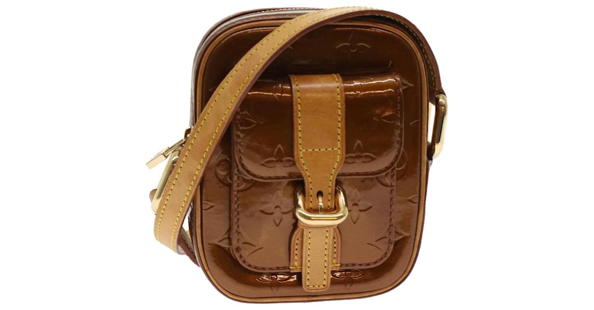 Louis Vuitton Authentic Vernis Christie PM Bronze Patent Leather Crossbody  Bag