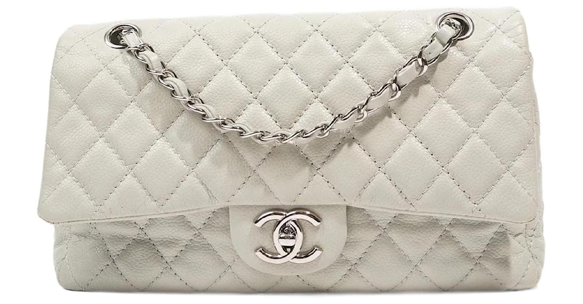 CHANEL Caviar Quilted Small Double Flap Grey 1041774