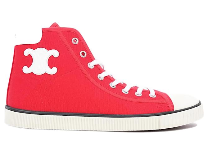 【CELINE】MID-TOP SNEAKERS Celine Women's Block with Wedge Optic White Mid Top Sneakers