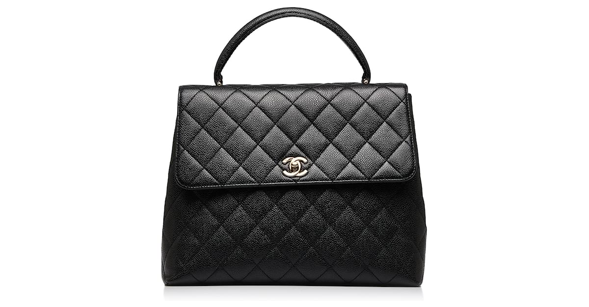 Chanel Black Caviar Top Handle Leather ref.1006953 - Joli Closet