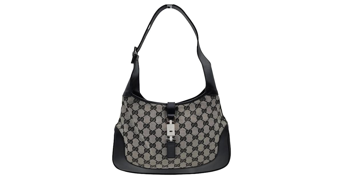 Jackie vintage cloth handbag Gucci Black in Cloth - 30407759