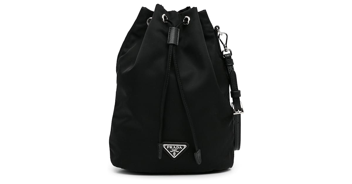 Prada Black Tessuto Bucket Bag Nylon Cloth ref.1008343 - Joli Closet