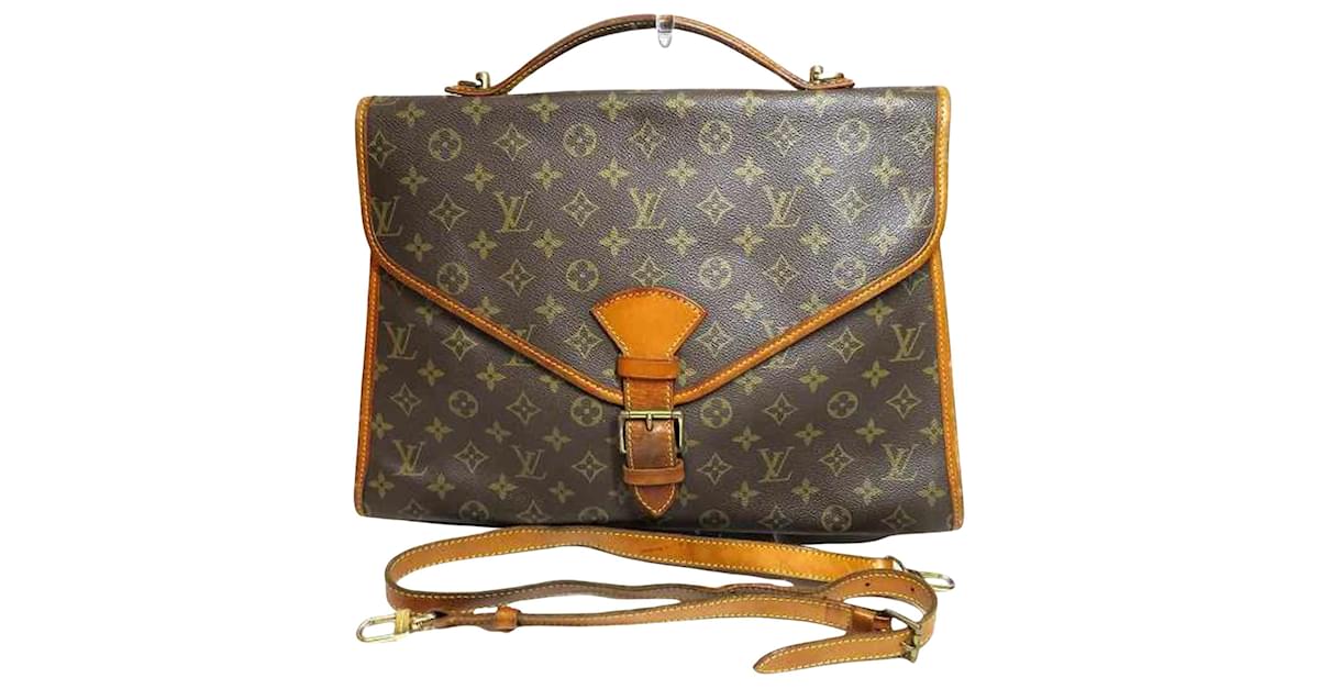 Beverly linen handbag Louis Vuitton Brown in Linen - 34950171