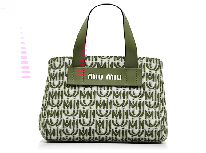 Miu Miu Red Monogram Satchel Cloth Cloth ref.975576 - Joli Closet