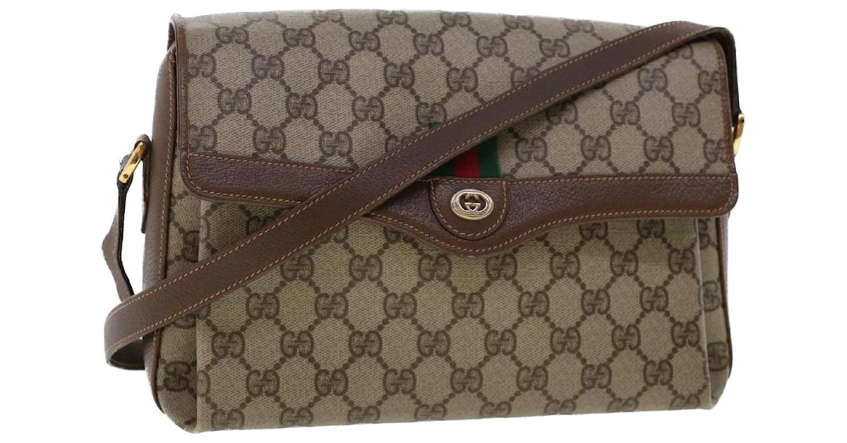 GUCCI-Sherry-GG-Canvas-Leather-Shoulder-Bag-Beige-Brown-27639