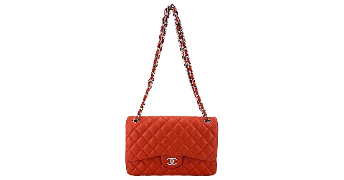 Chanel Mini Coco Handle Flap Bag in Coral Red Caviar | Dearluxe