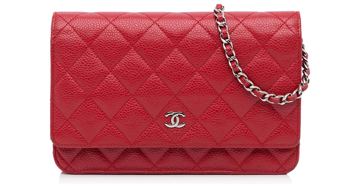 Chanel Red Caviar Wallet On Chain Leather ref.975978 - Joli Closet