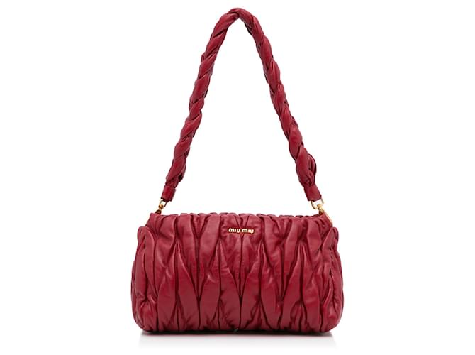 Miu Miu Red Matelasse Shoulder Bag Leather Joli Closet