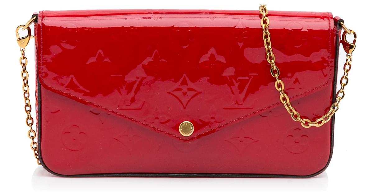 Louis Vuitton Red Monogram Vernis Pochette Felicie Leather Patent leather  ref.976361 - Joli Closet