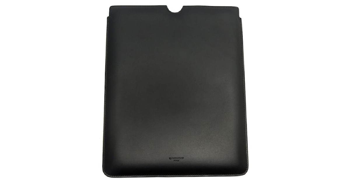 NEW GIVENCHY POUCH CASE FOR IPAD TABLET IN BLACK LEATHER BLACK