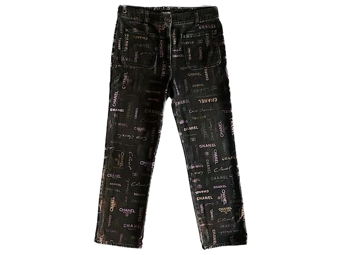 Chanel New 2022 Logo jeans Black Denim ref.976573 - Joli Closet
